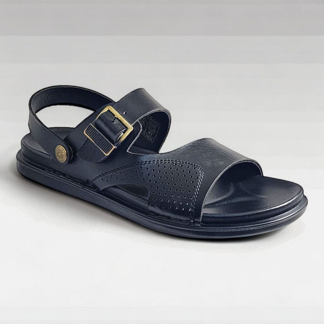 SKEROO 5004 BLACK Men's Leather Button Pack Sandal - qivii