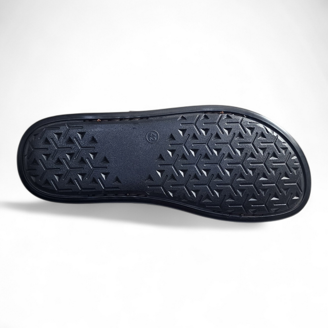 SKEROO 5004 BROWN Men's Leather Button Pack Sandal - qivii