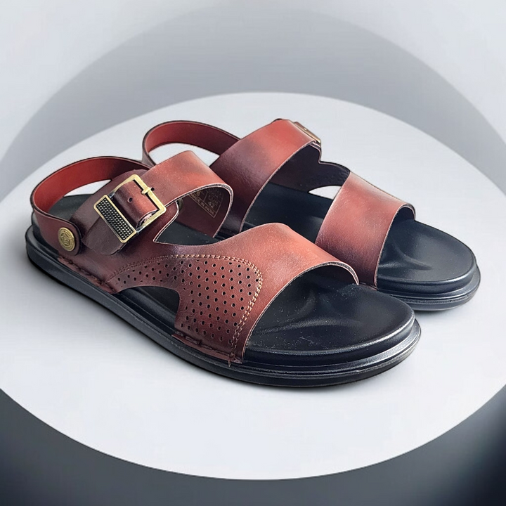 SKEROO 5004 BROWN Men's Leather Button Pack Sandal - qivii