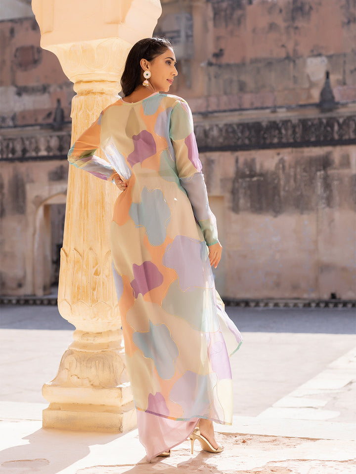 Primrose Pink Top Tulip Skirt with Shrug  - By Ragavi - qivii