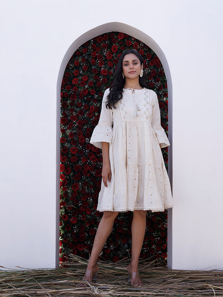 Pristine Schiffli Dress  - By Ragavi - qivii