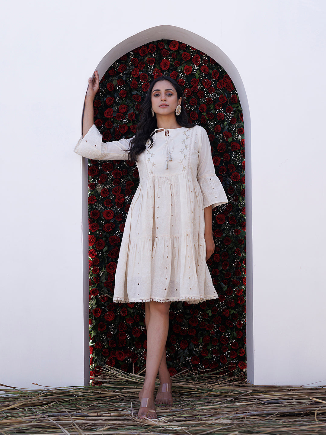 Pristine Schiffli Dress  - By Ragavi - qivii