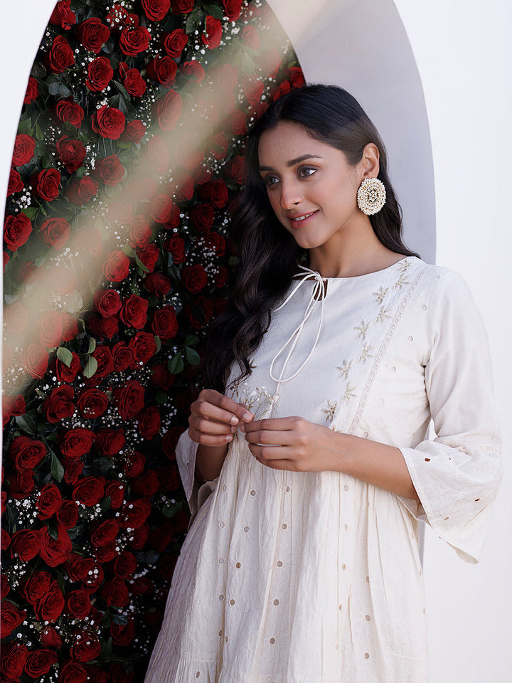 Pristine Schiffli Dress  - By Ragavi - qivii