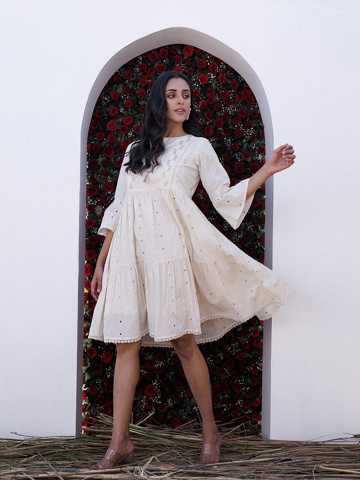 Pristine Schiffli Dress  - By Ragavi - qivii