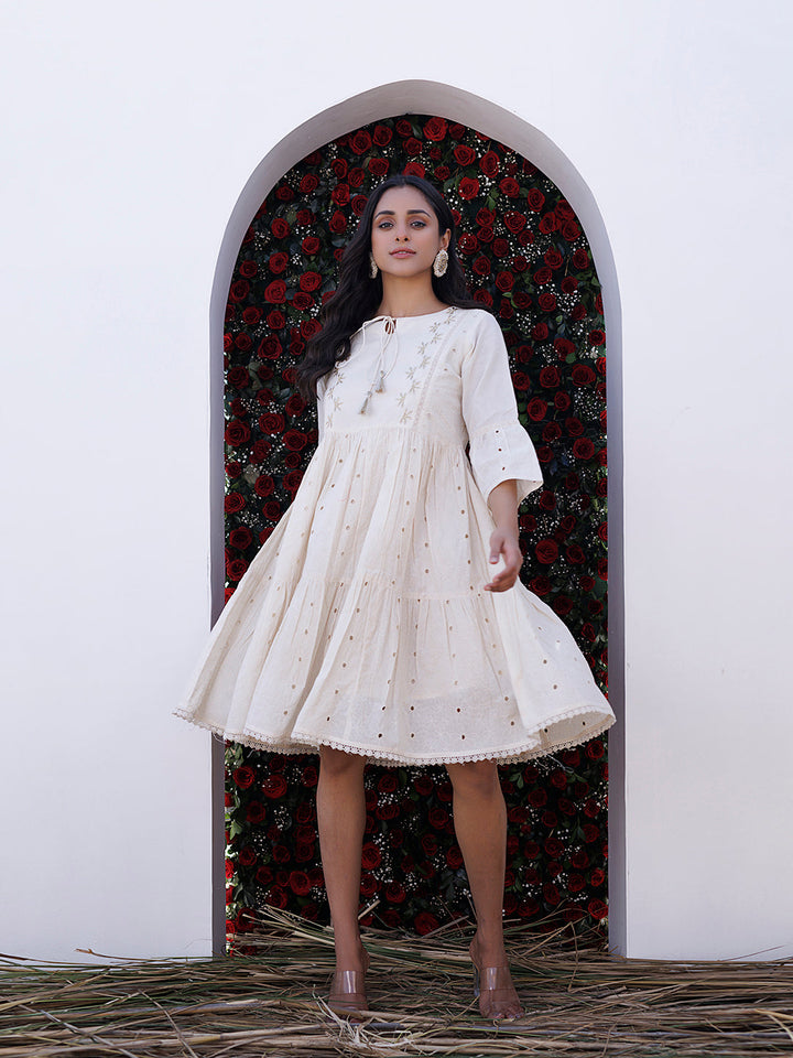 Pristine Schiffli Dress  - By Ragavi - qivii