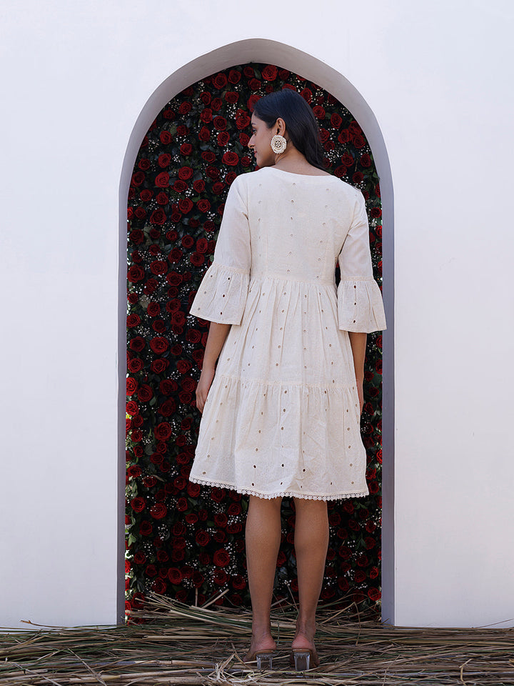 Pristine Schiffli Dress  - By Ragavi - qivii