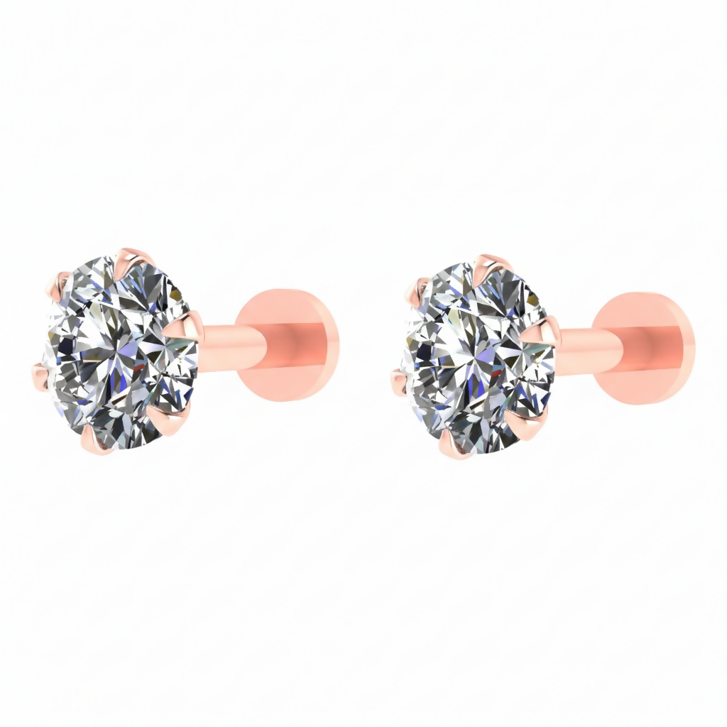 Rose Plated Solitaire Flat-Back Stud Earrings Combo 2