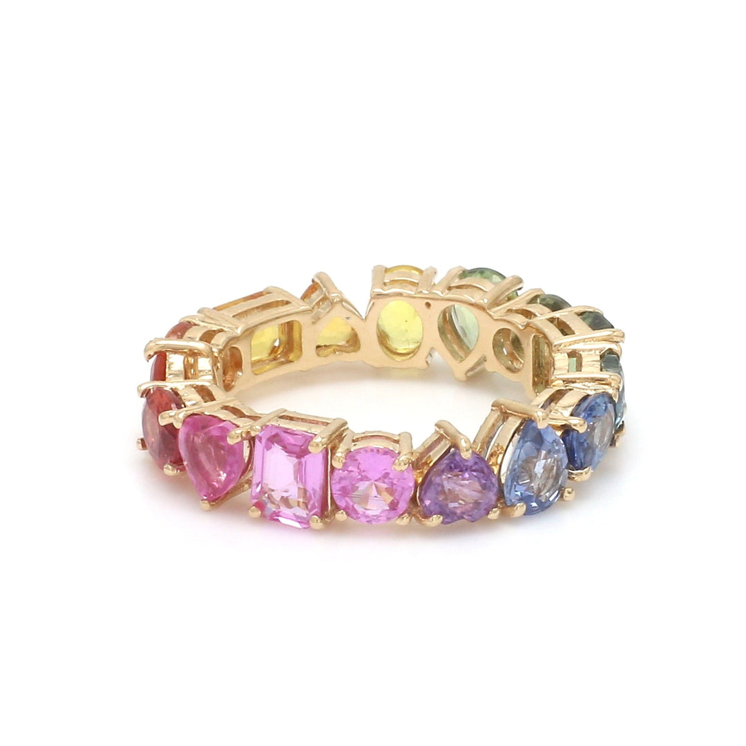 Rainbow Sapphire Mix Shape Ring - qivii