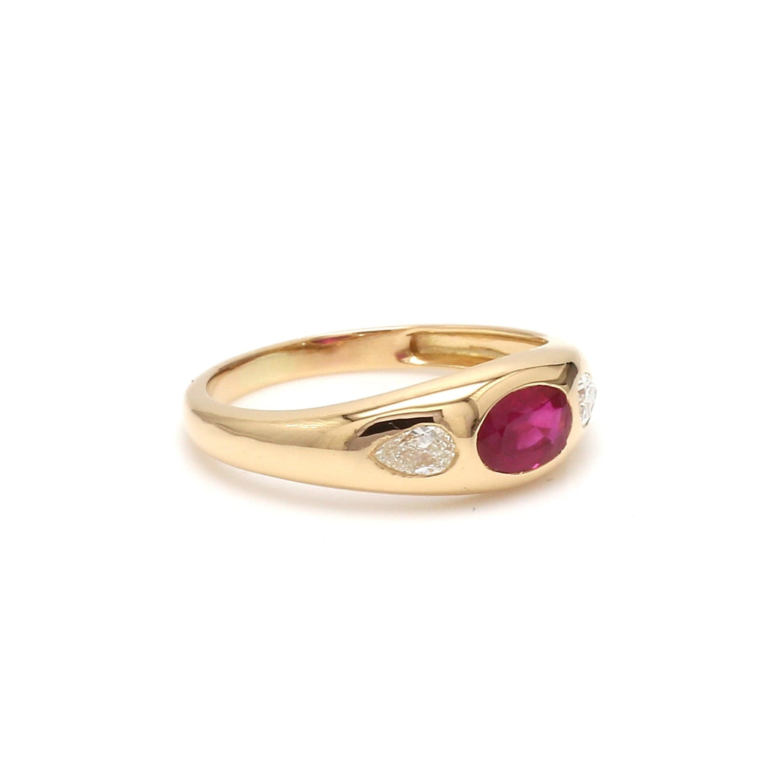 Ruby Oval Mini Chunky Ring - qivii