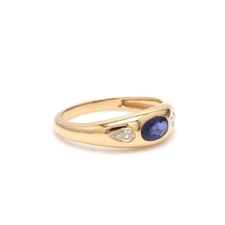 Blue Sapphire Oval Mini Chunky Ring - qivii