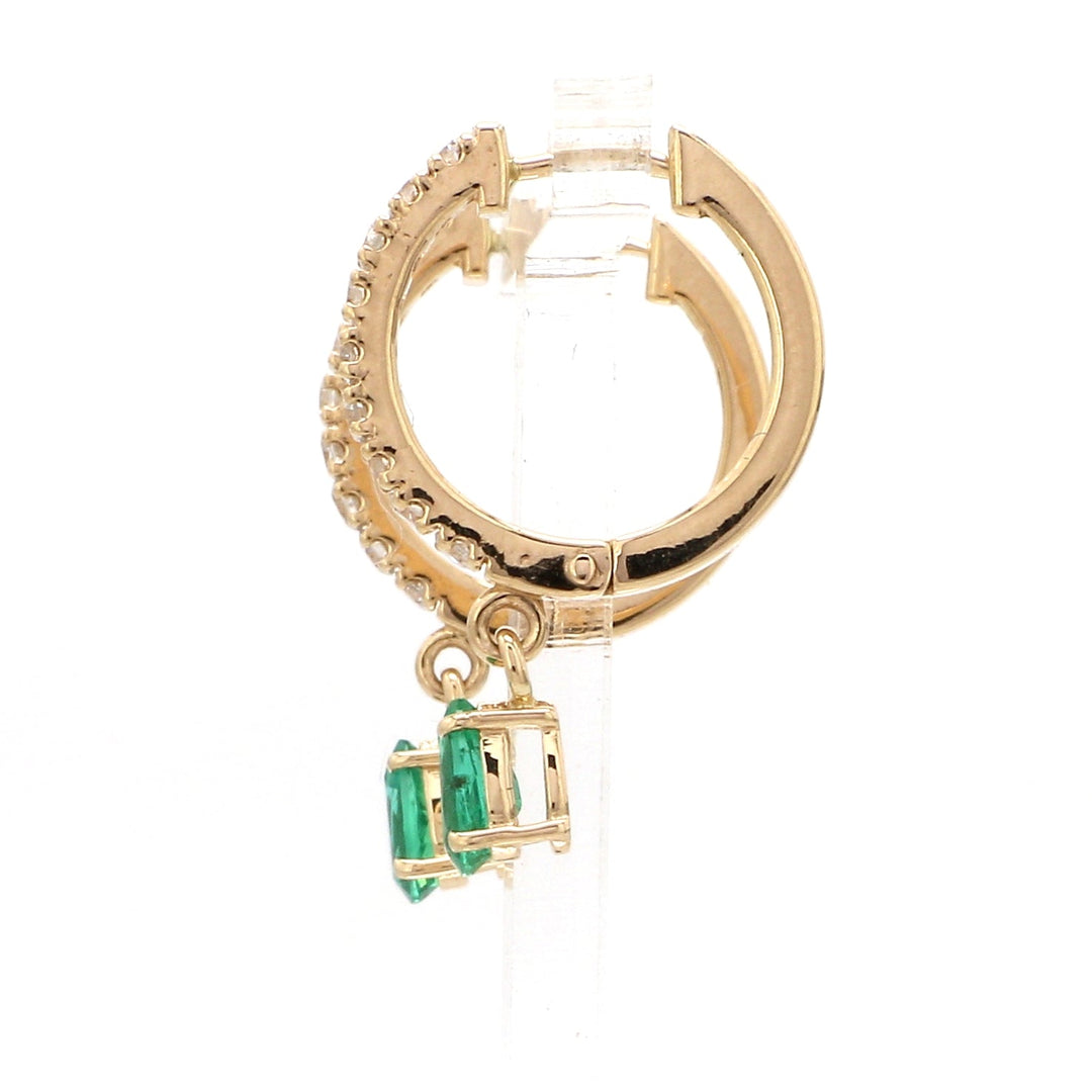 Emerald Pear Diamond Mini Huggies Earrings - qivii