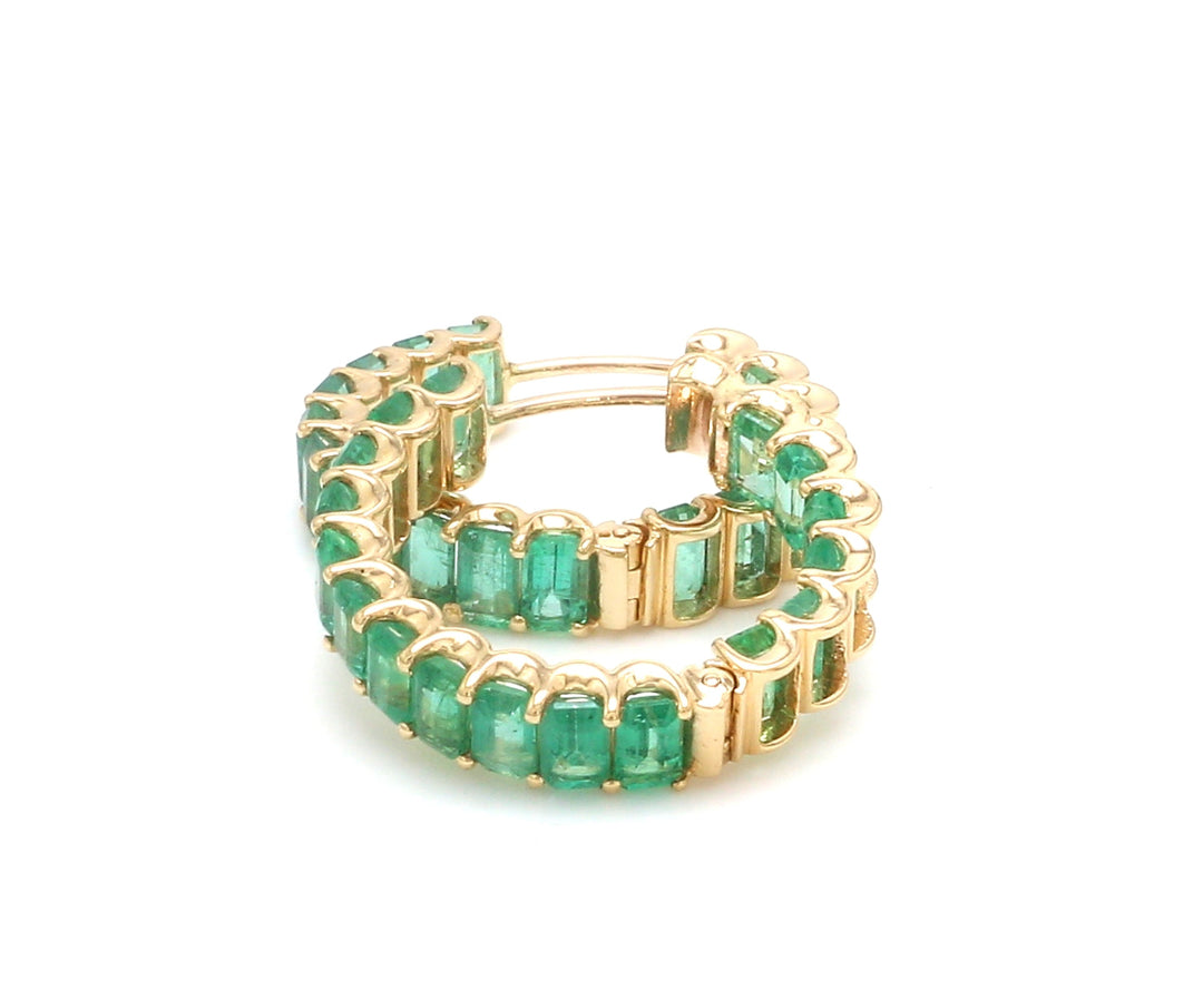 Emerald Octagon Mini Hoops - qivii