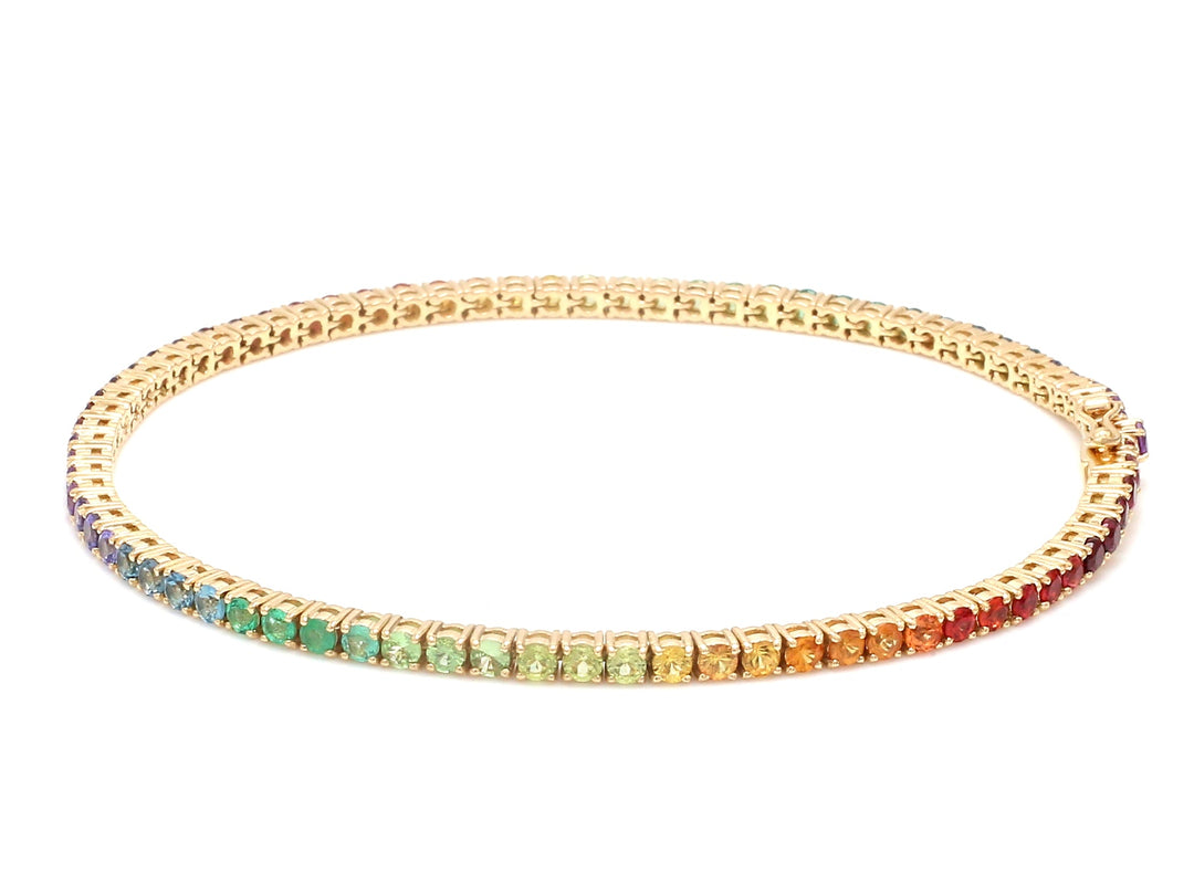 Rainbow Gemstone 2.50MM Tennis Bracelet - qivii
