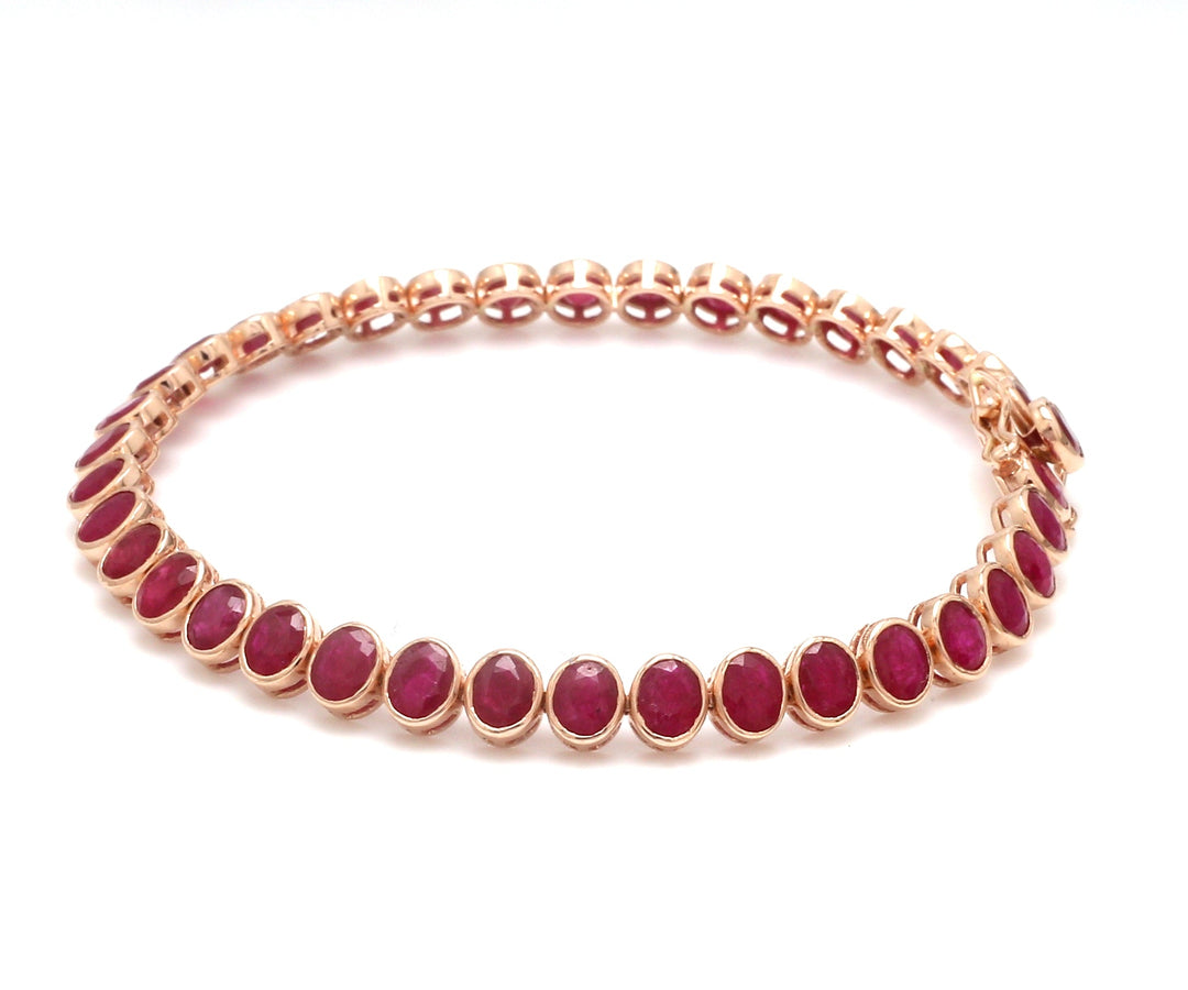 Ruby Oval Bezel Set Tennis Bracelet - qivii