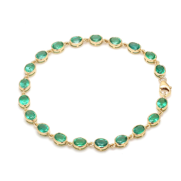 Emerald Oval Bezel Set Bracelet - qivii