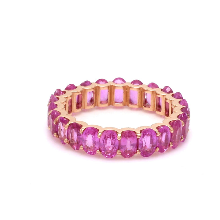 Pink Sapphire Oval Cut Eternity Band Ring - qivii