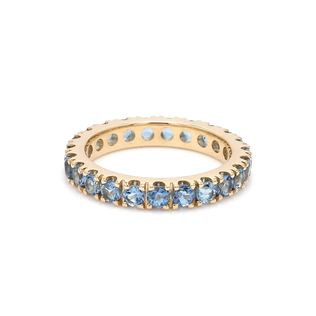 Aquamarine Round Eternity Band Ring - qivii