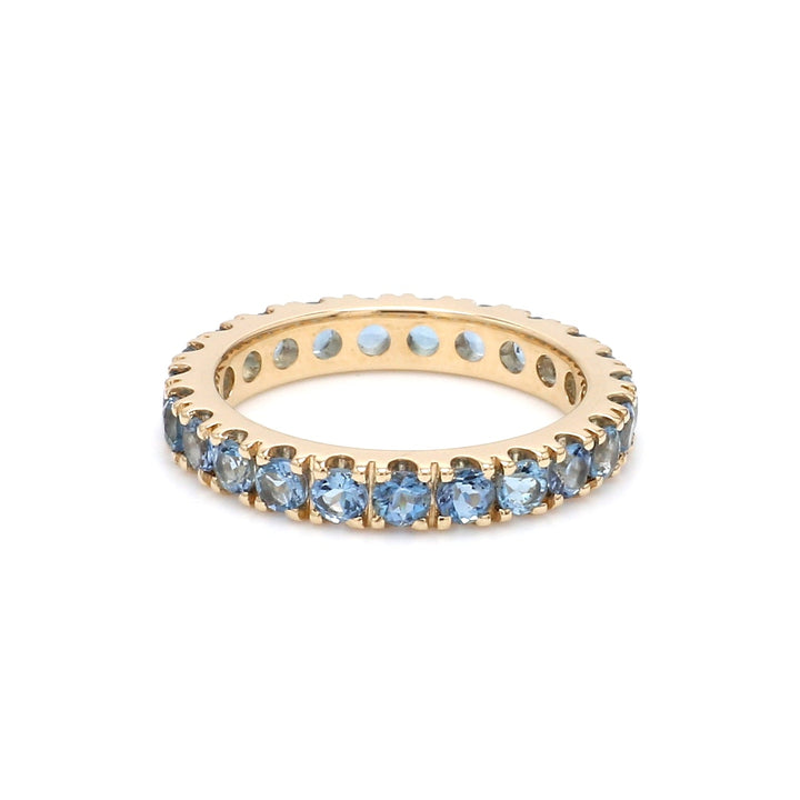 Aquamarine Round Eternity Band Ring - qivii
