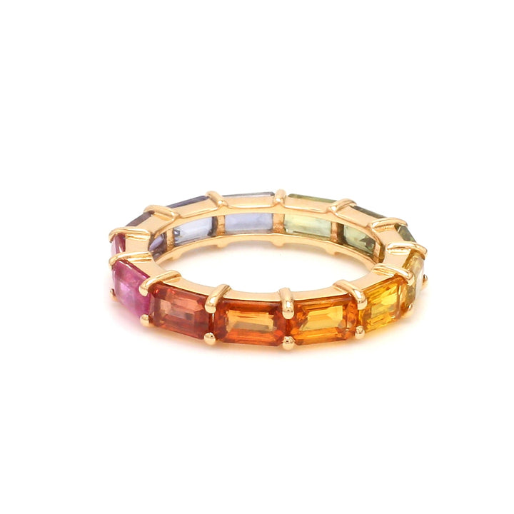 Rainbow Sapphire East West Thin Ring - qivii