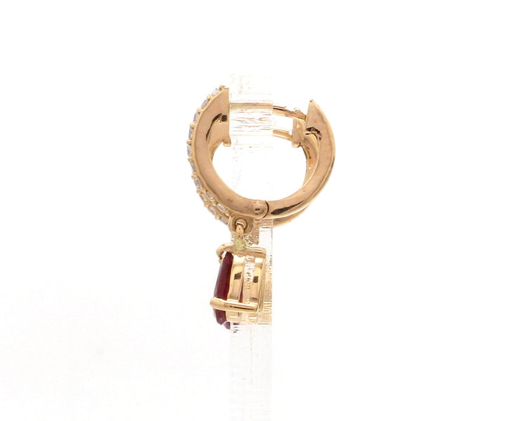 Ruby Pear Diamond Mini Huggies Earrings - qivii
