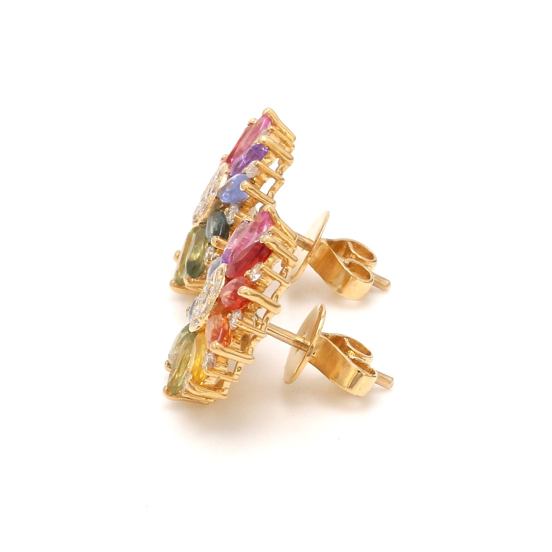 Rainbow Sapphire Marquise and Diamond Studs - qivii