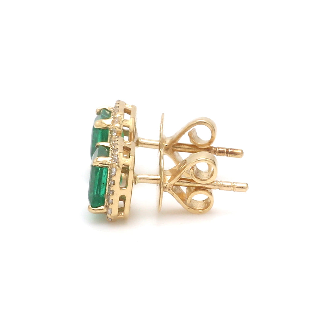 Emerald Octagon Diamond Studs - qivii