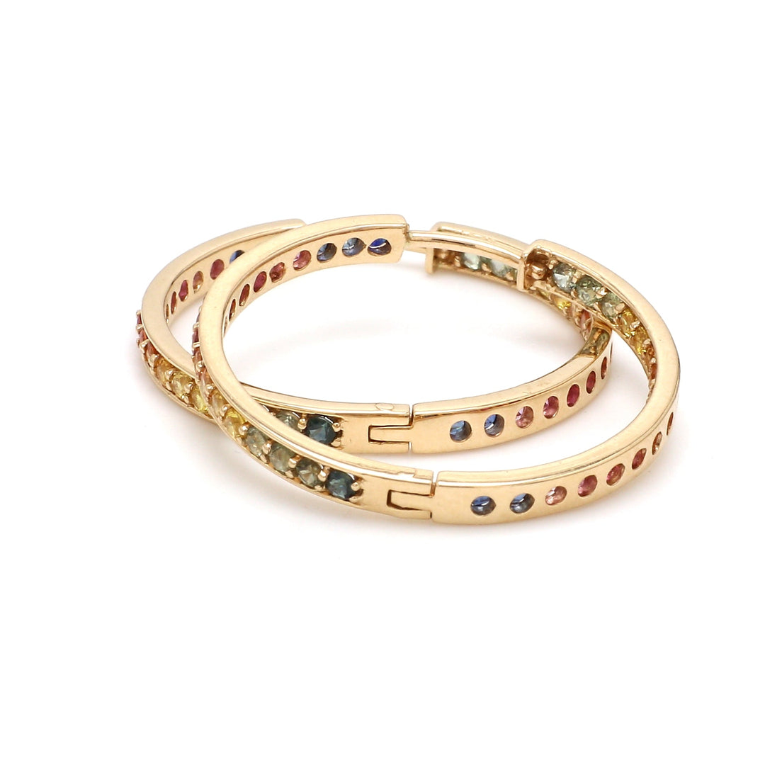 Rainbow Sapphire 2MM Hoops - qivii