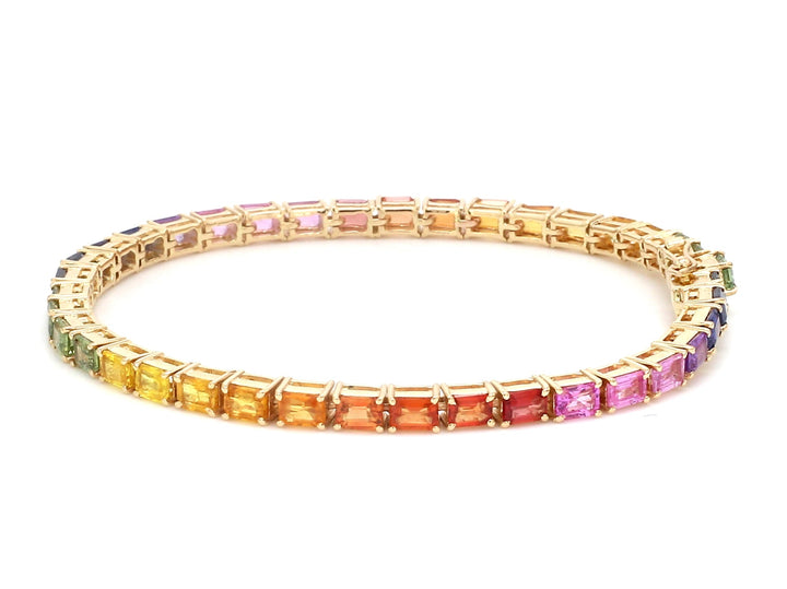 Rainbow Sapphire East West Emerald Cut Bracelet - qivii