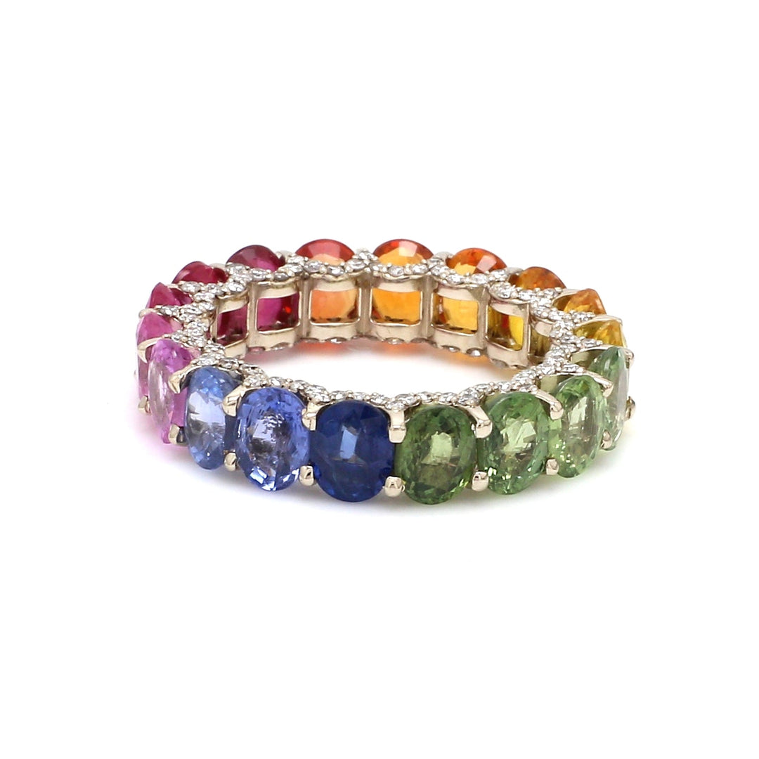 Rainbow Sapphire Oval and Diamond (Ruby Edition) Ring - qivii