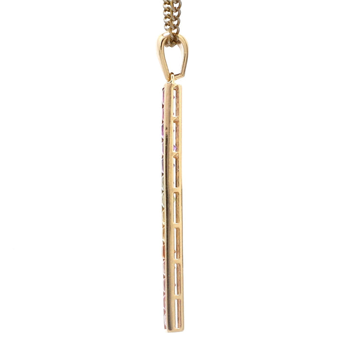 Rainbow Sapphire Vertical Bar Pendant - qivii