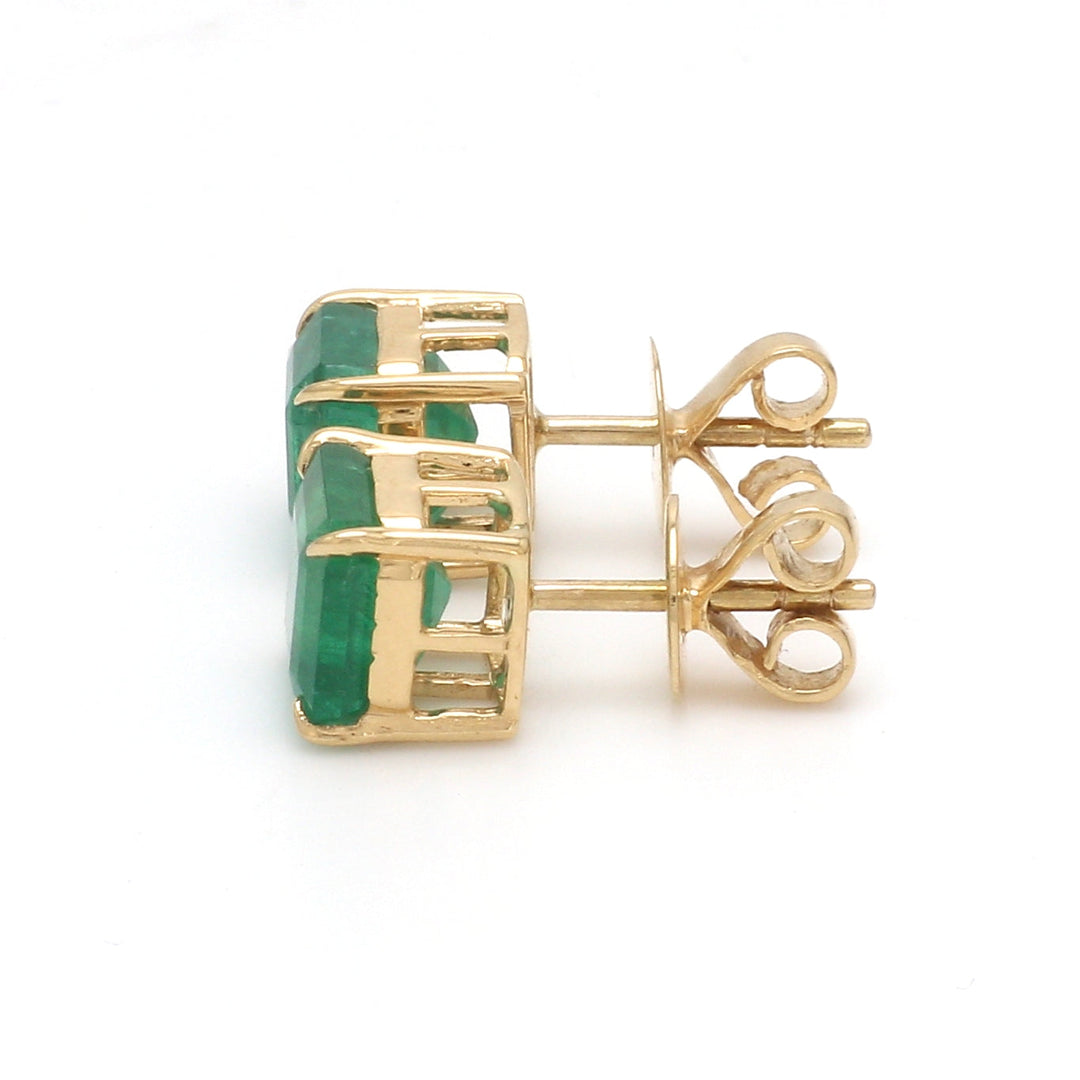 Emerald Asscher Cut Prong Set Studs - qivii