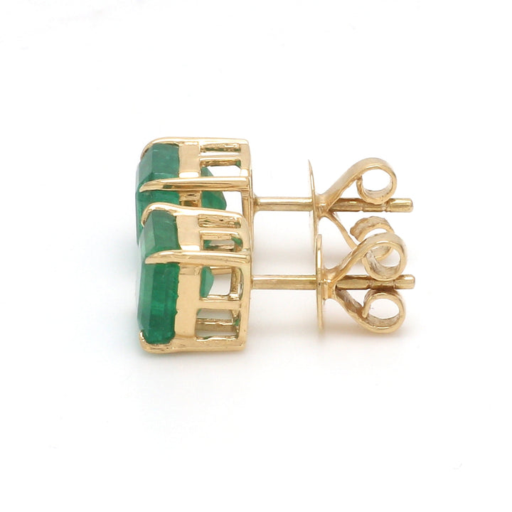 Emerald Asscher Cut Prong Set Studs - qivii