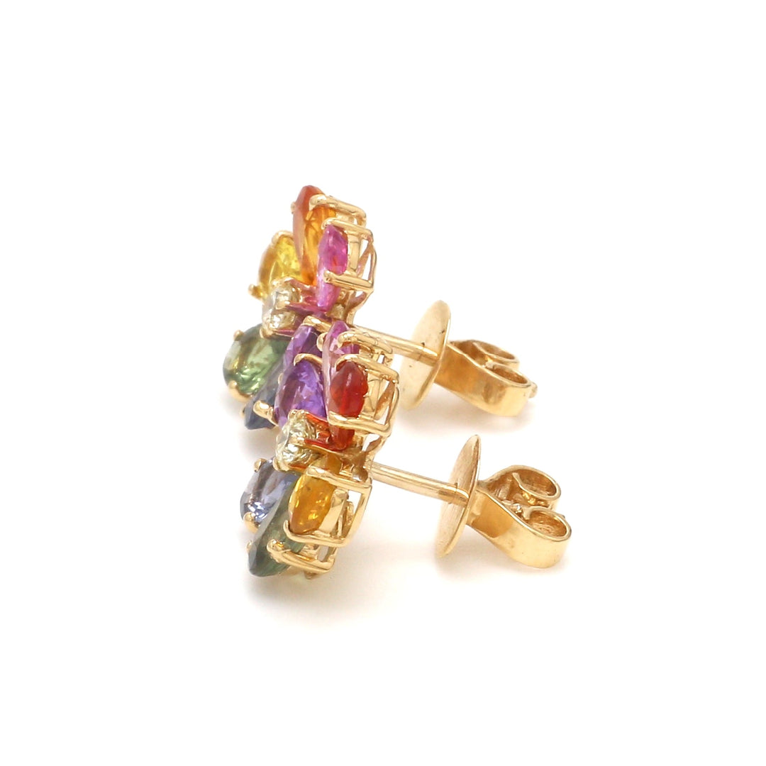 Rainbow Sapphire Pear Diamond Studs - qivii
