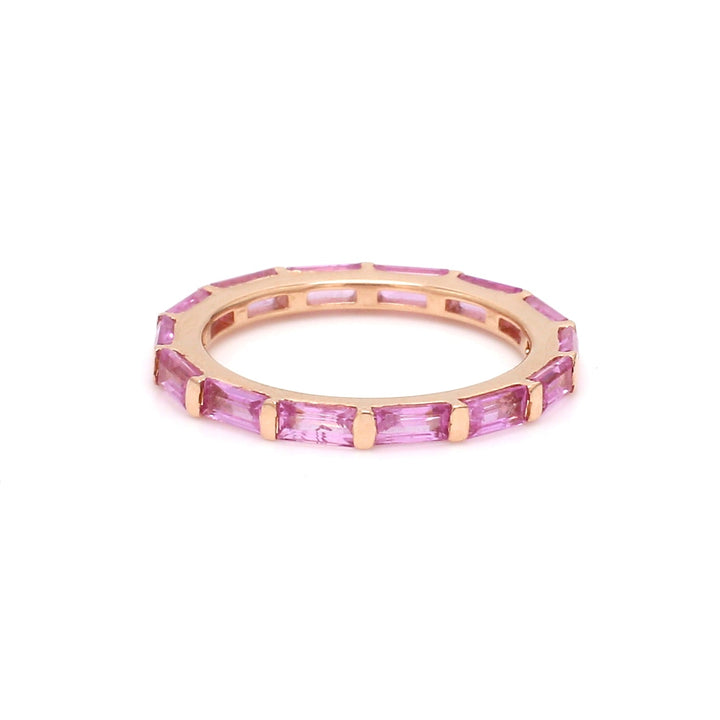 Pink Sapphire Horizontal Baguette Ring - qivii