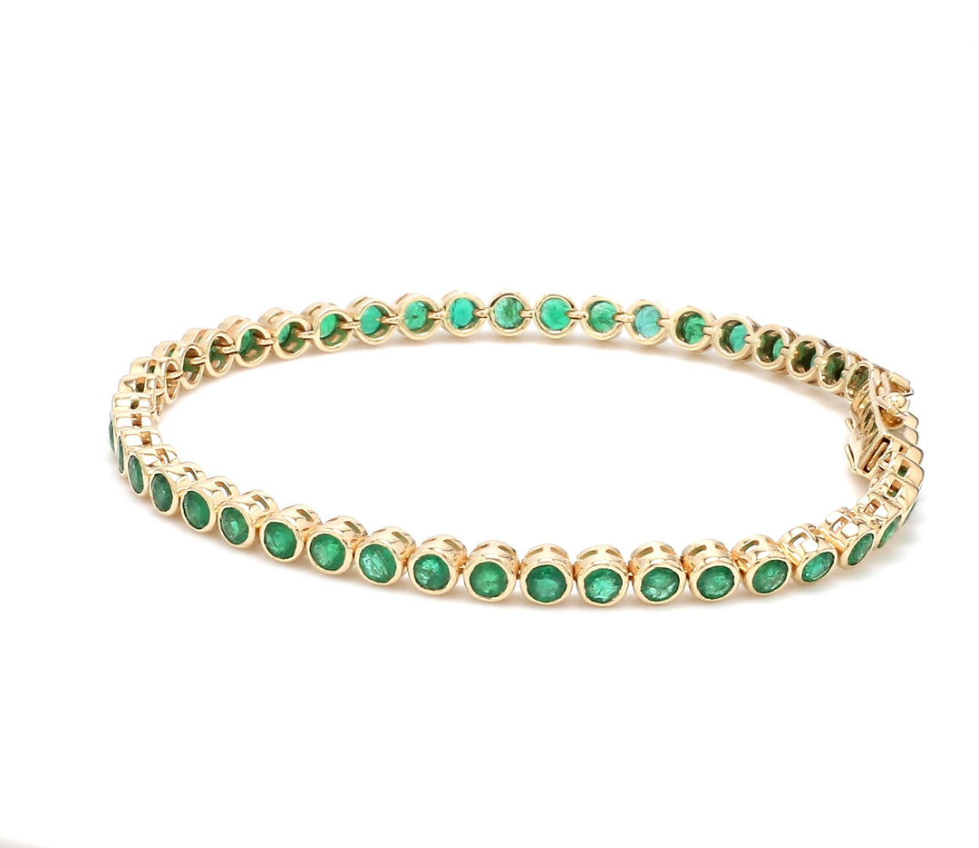 Emerald Round Bezel Set Bracelet - qivii