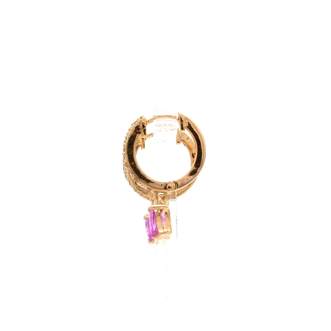 Pink Sapphire Heart Mini Huggie Earrings - qivii
