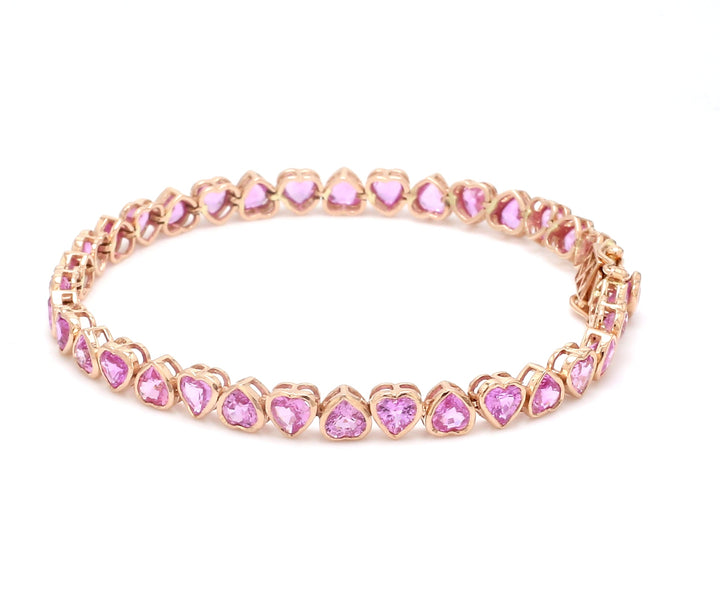 Pink Sapphire Heart Bracelet - qivii