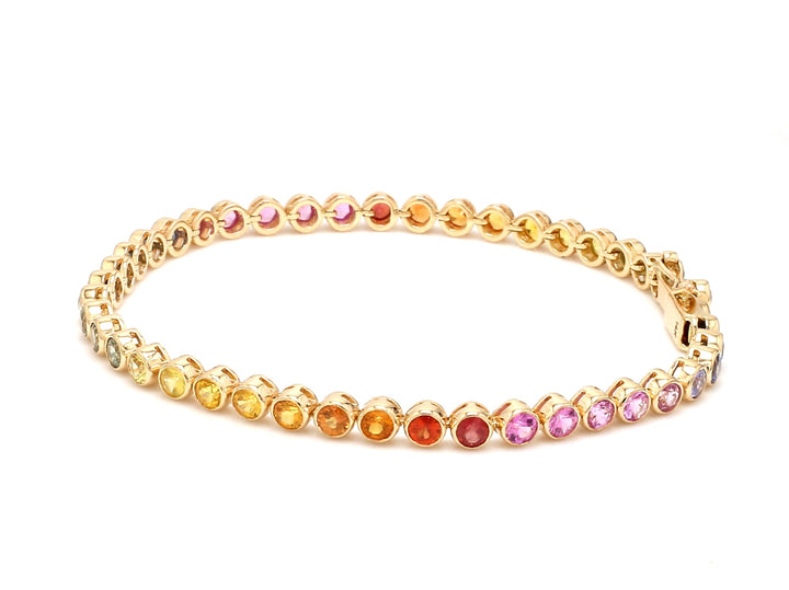 Rainbow Sapphire Round Bezel Set Bracelet - qivii