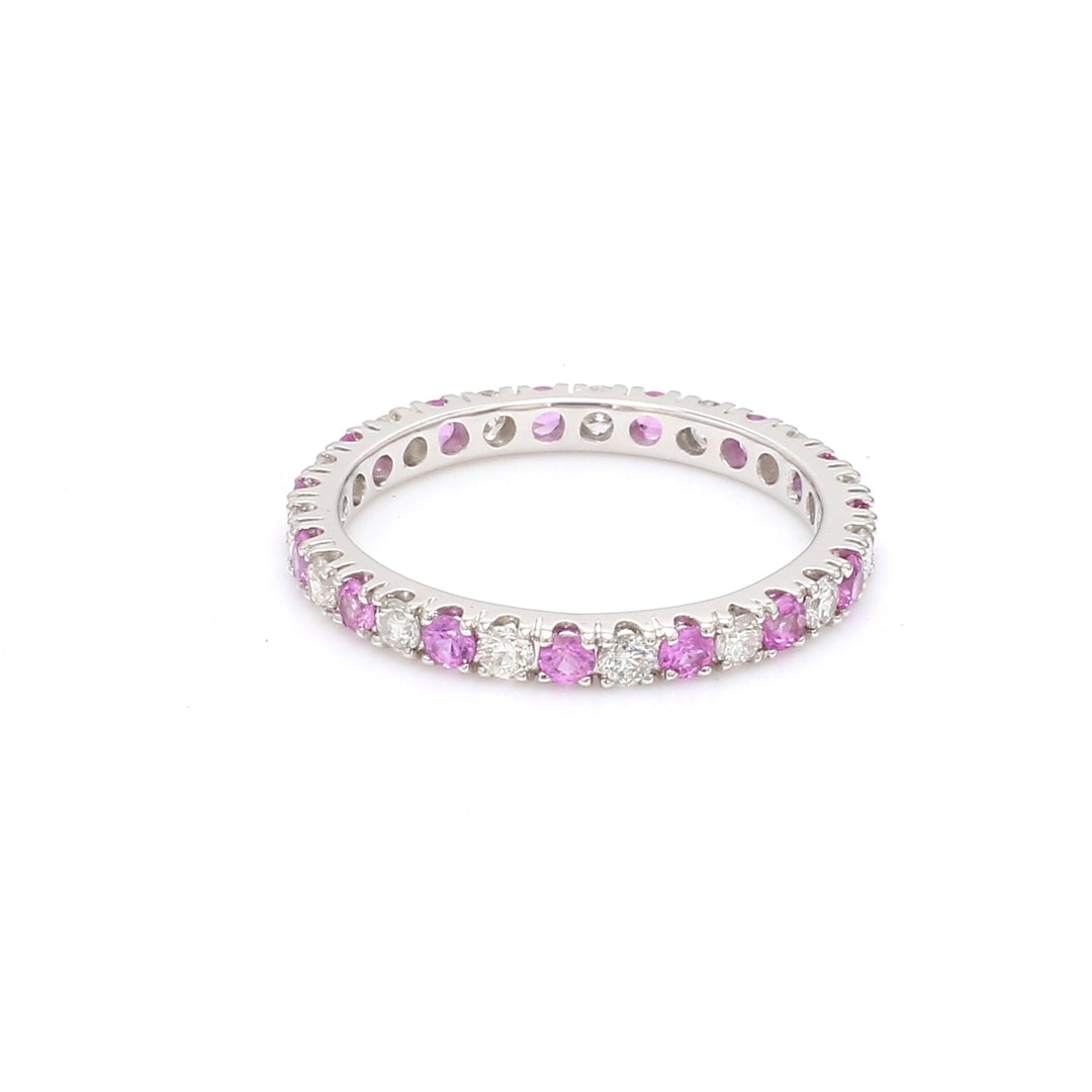 Pink Sapphire Round Alternate Diamond Ring - qivii