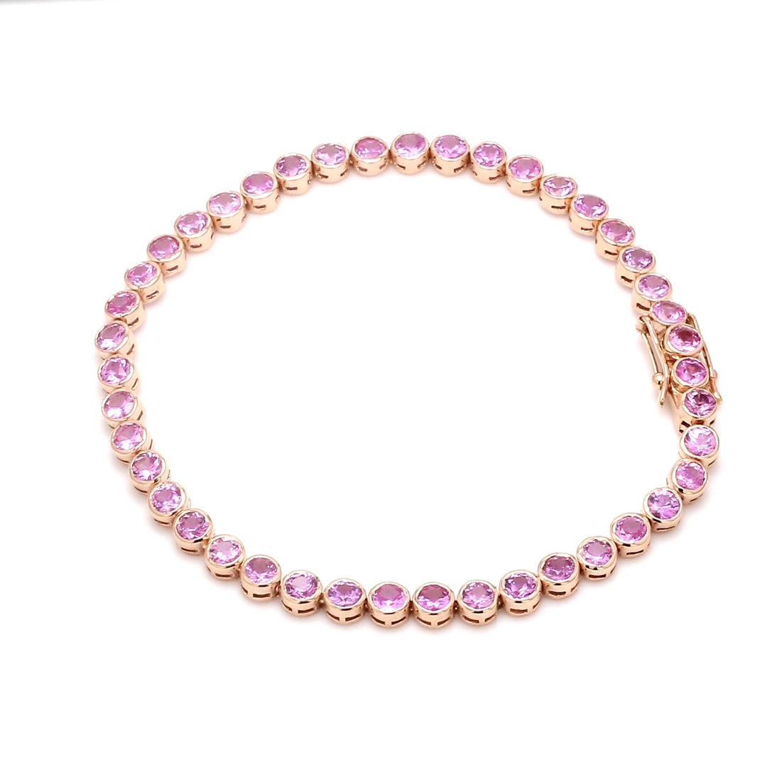 Pink Sapphire Bezel Set Bracelet - qivii