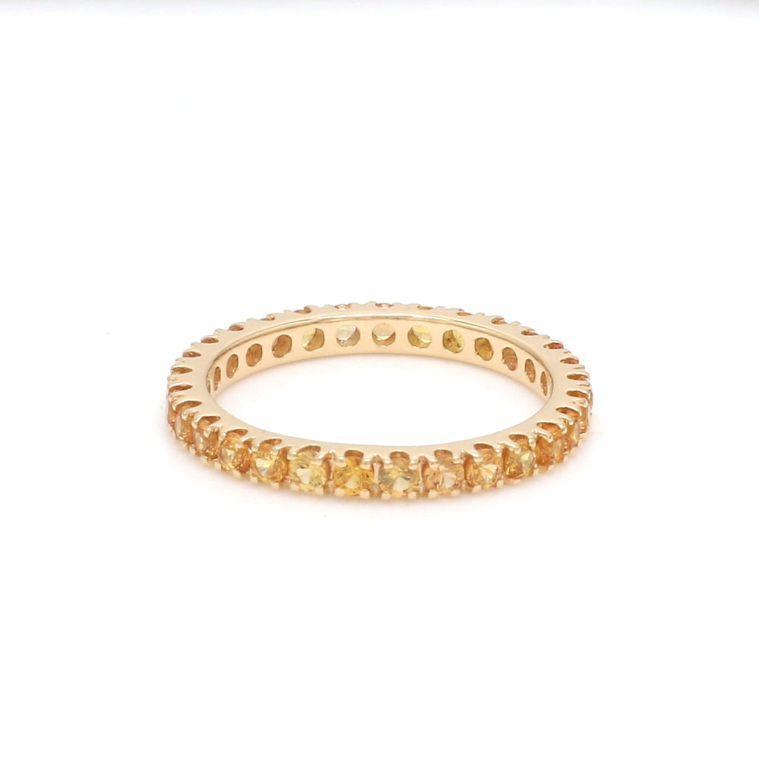 Yellow Sapphire Round Thin Band Ring - qivii