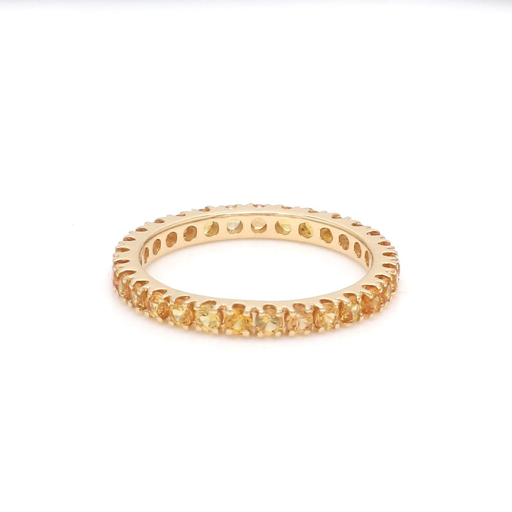 Yellow Sapphire Round Thin Band Ring - qivii