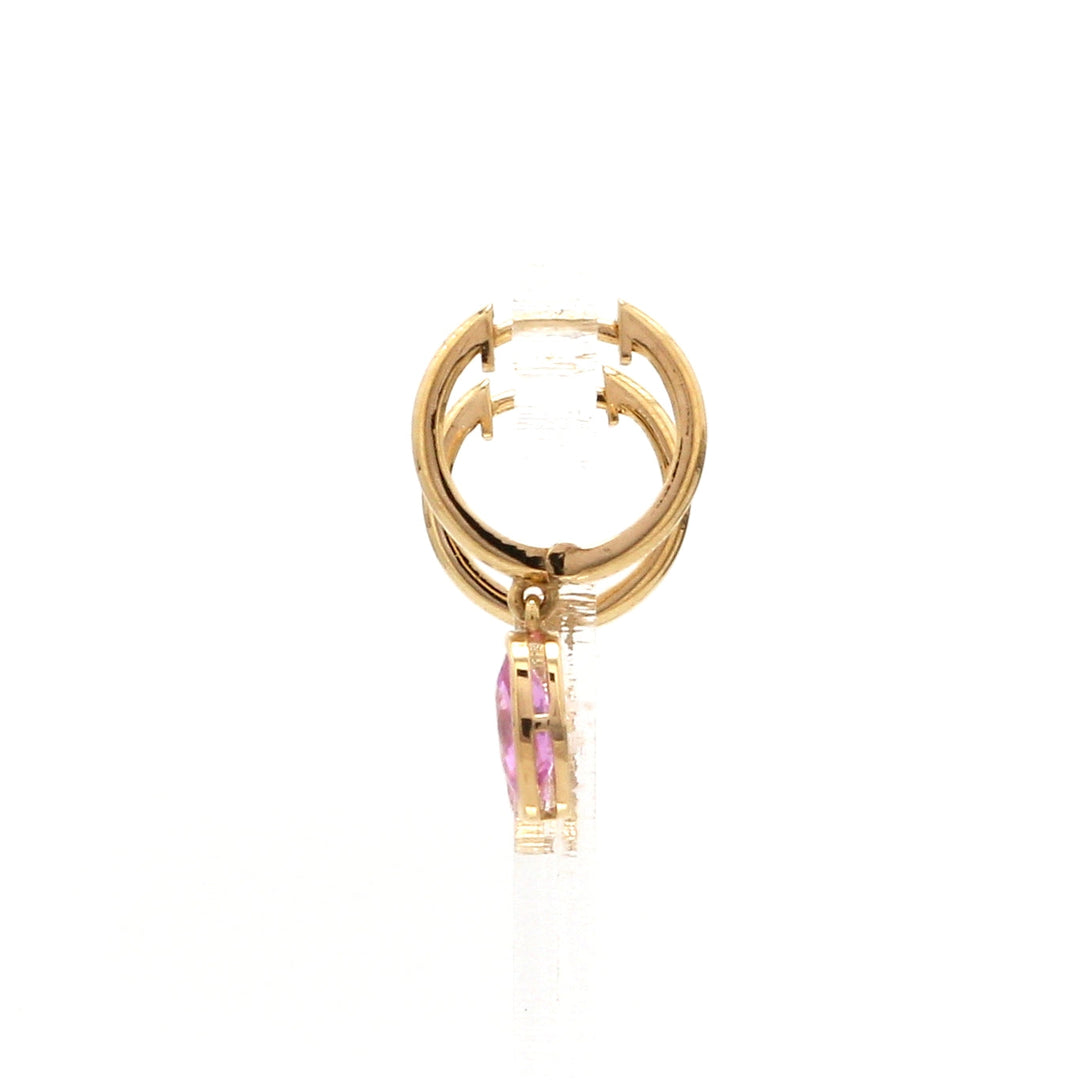 Pink Sapphire Bezel Set Oval Mini Earrings - qivii