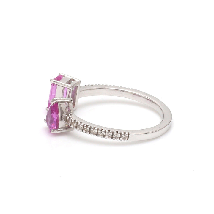 Pink Sapphire Octagon and Pear Open Ring - qivii