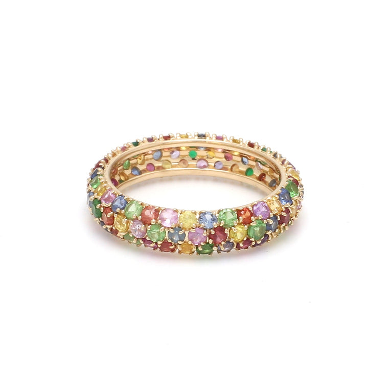Rainbow Sapphire Random Pave Ring - qivii