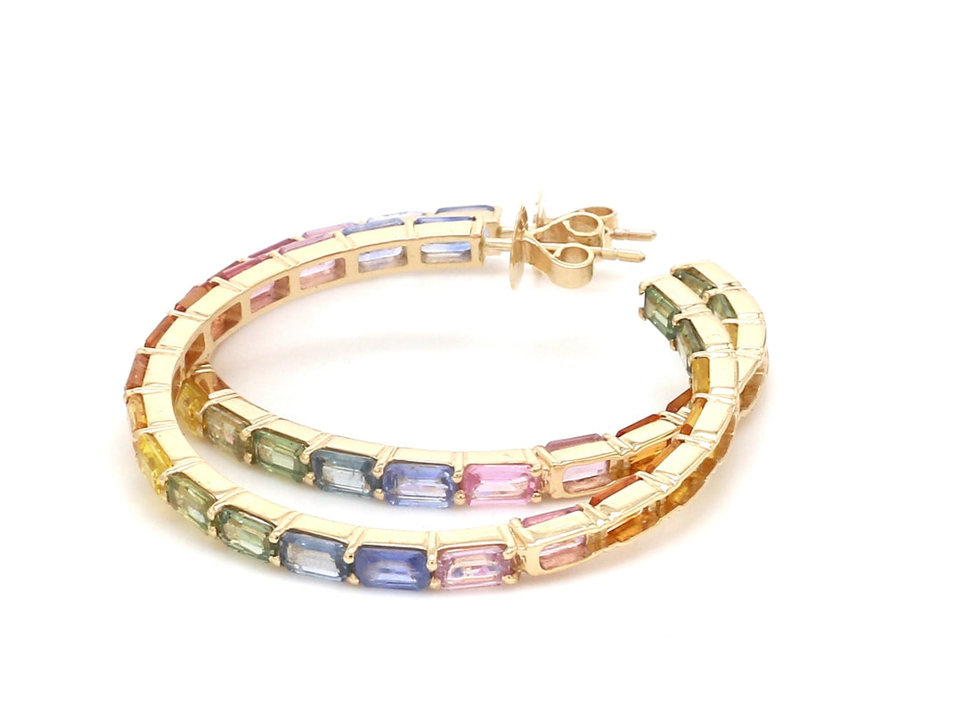 Rainbow Sapphire 45MM Hoops - qivii