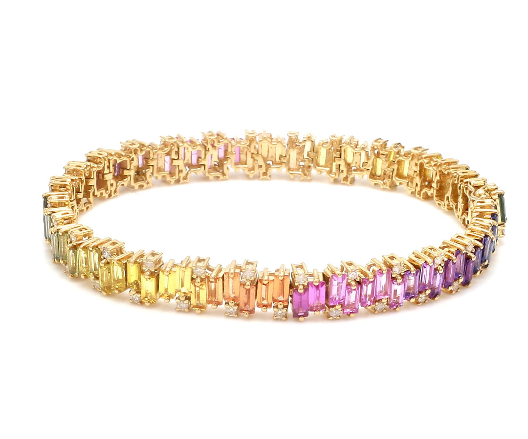 Rainbow Sapphire Baguette Zig Zag Bracelet - qivii