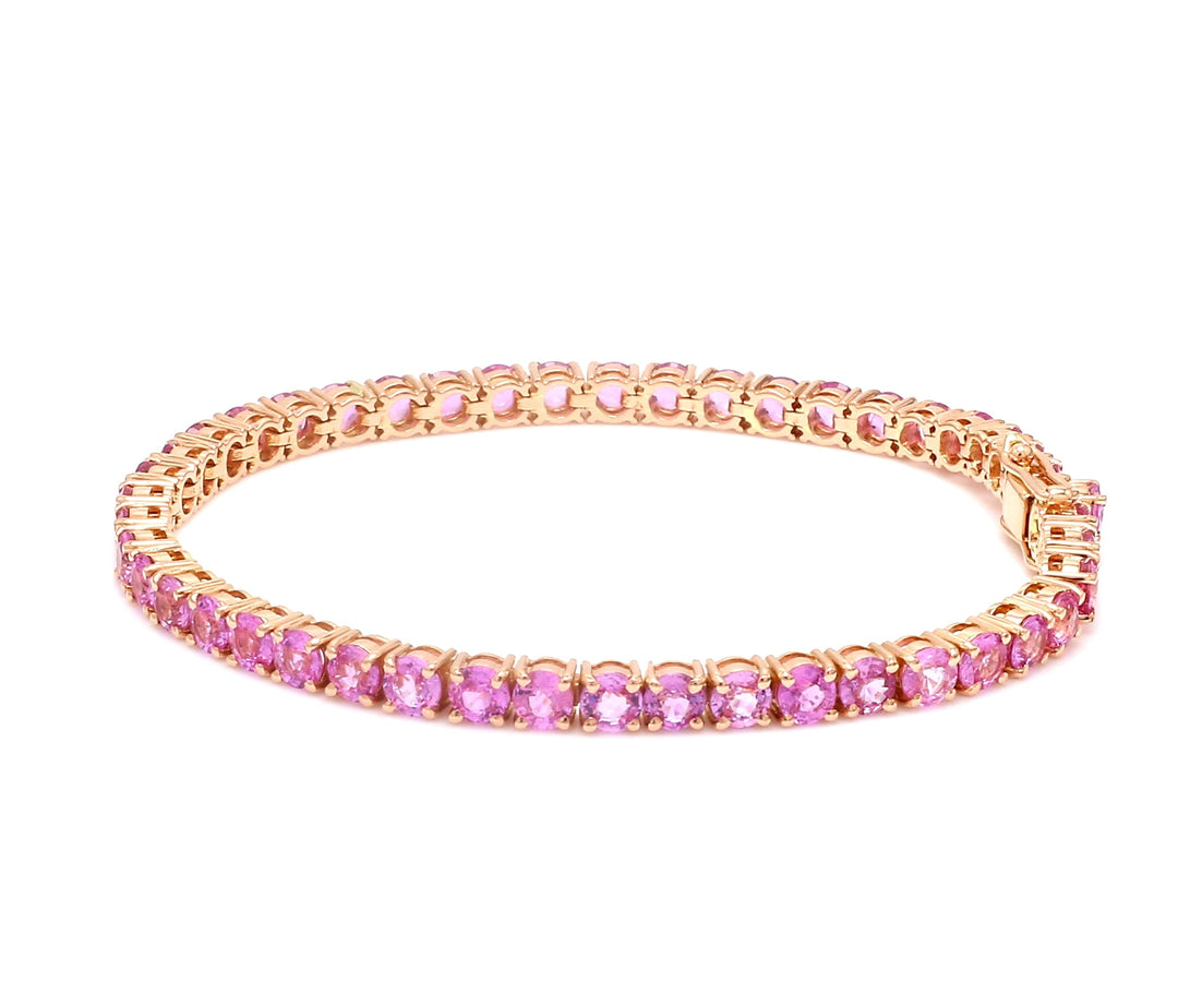 Pink Sapphire 3.50MM Round Bracelet - qivii