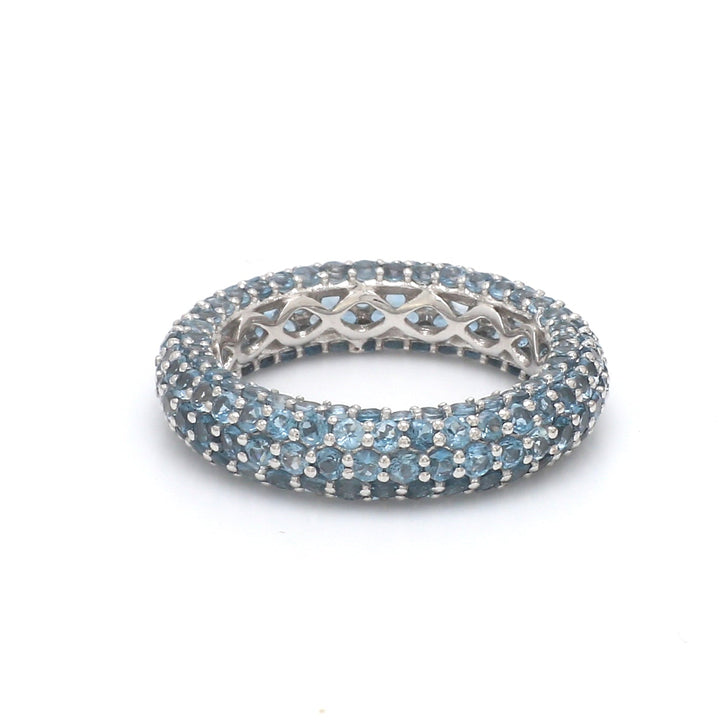 Blue Topaz Round Pave Ring - qivii