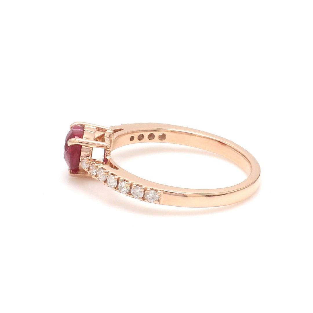 Ruby Heart Diamond Solitaire Ring - qivii